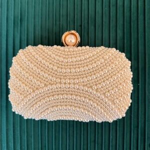 Pearl Beaded Ivory Evening Clutch